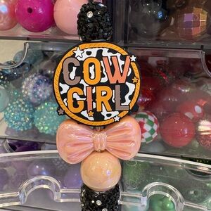 Handcrafted Cowgirl Beaded Pen with Pink Bow